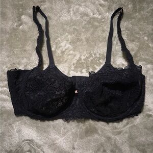 Savage X Fenty Romantic Corded Lace Balconette Bra Black 36DDD